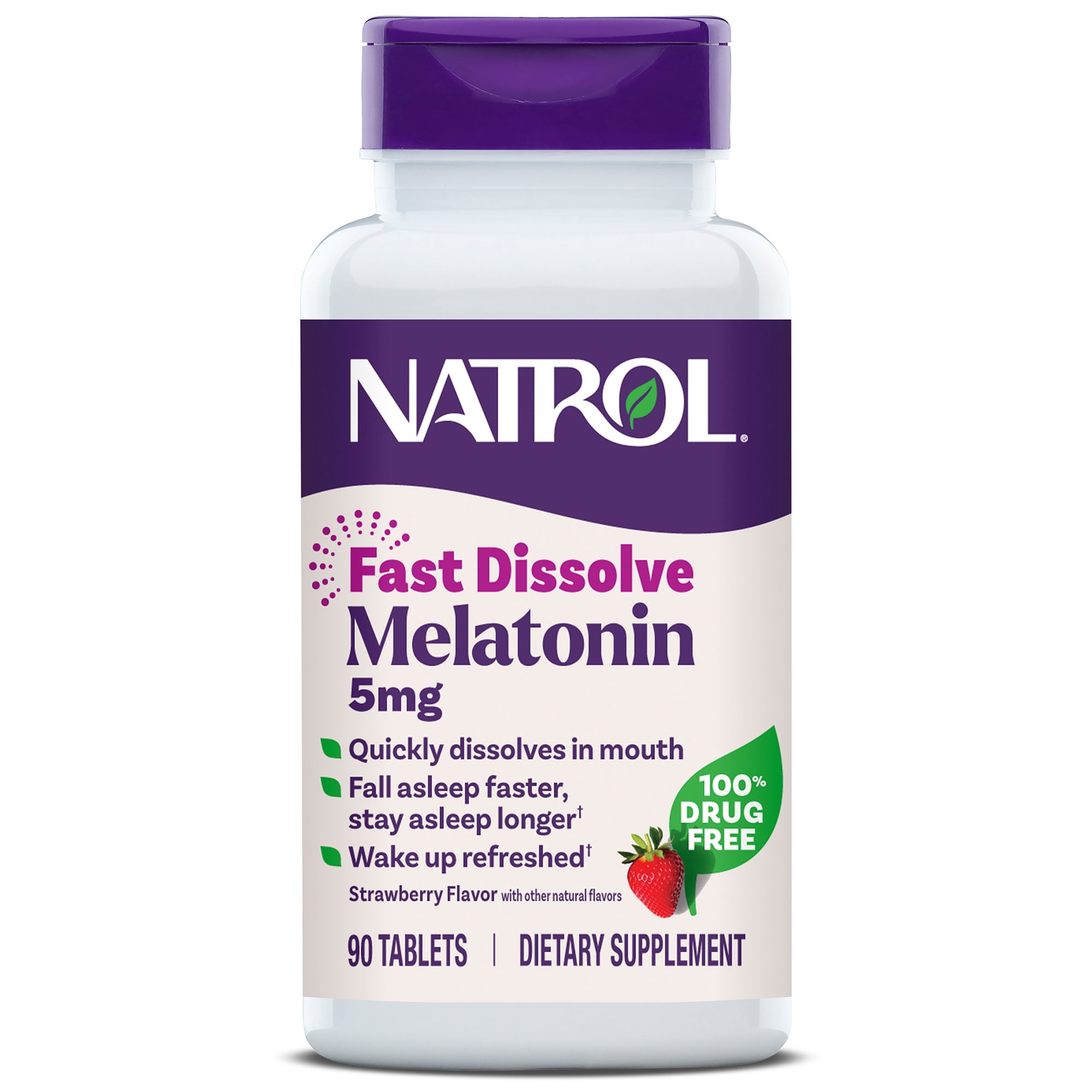 Natrol Melatonin Fast Dissolve Tablets Strawberry Flavor, 5mg, 90 Count