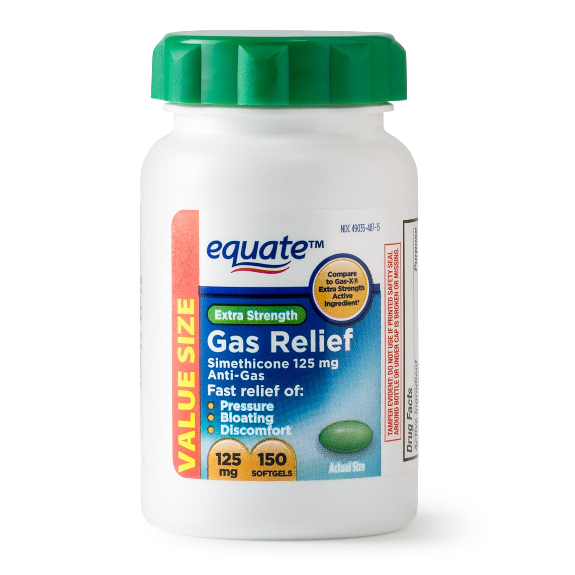 Equate Extra Strength Gas Relief Softgels Value Size, 125 mg, 150 Count