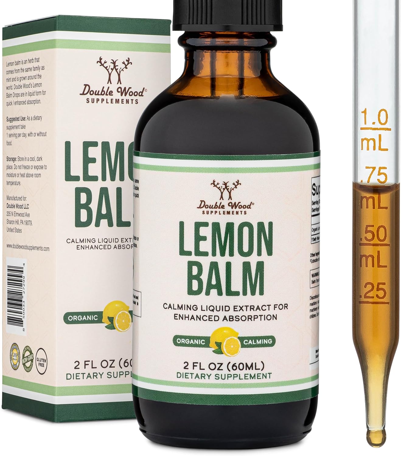 Double Wood Organic Lemon Balm Tincture - 2 Fl oz