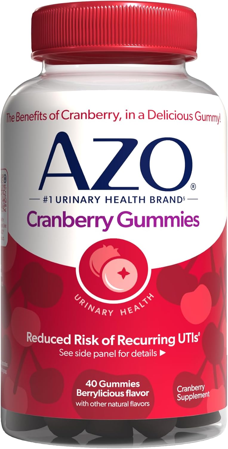 AZO Cranberry Urinary Tract Health Natural Mixed Berry Flavor Gummies, 40 Count