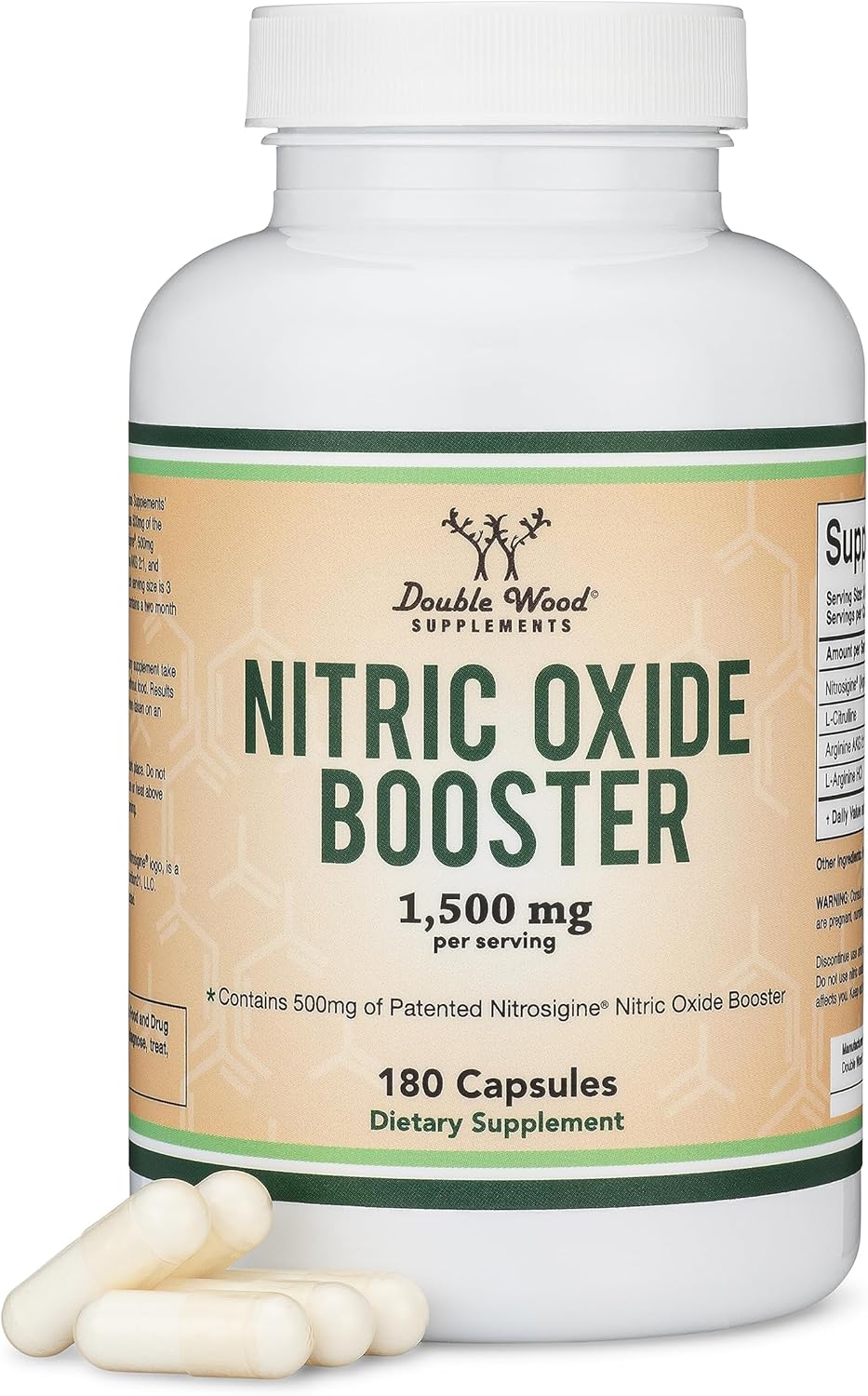 Double Wood Nitric Oxide Booster 1,500 mg, 180 Capsules
