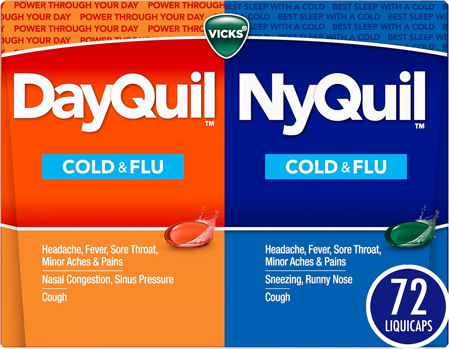Vicks DayQuil and NyQuil Severe Cough, Cold, & Flu Relief LiquiCaps Convenience Pack (72 ct.)