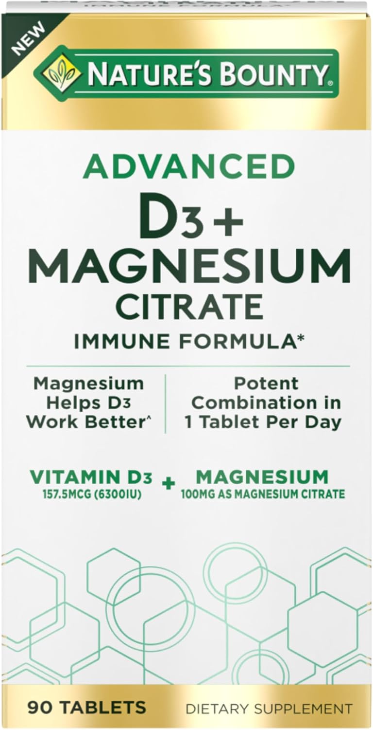 Nature's Bounty Advanced Vitamin D3 with Magnesium Citrate, 90 Tablets