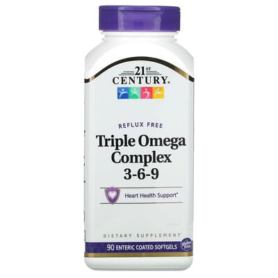 21st Century Triple Omega Complex 3-6-9, Reflux Free 90 Softgels,