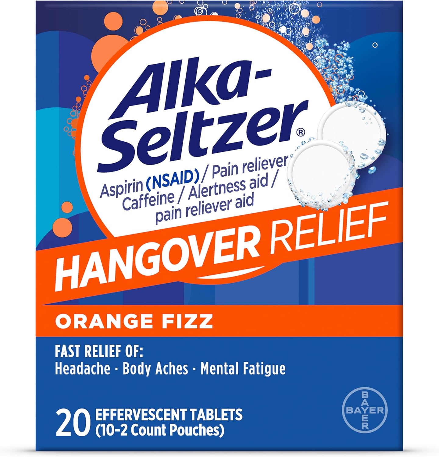 Alka-Seltzer Hangover Relief Tablets, 10x2 Count Pouches