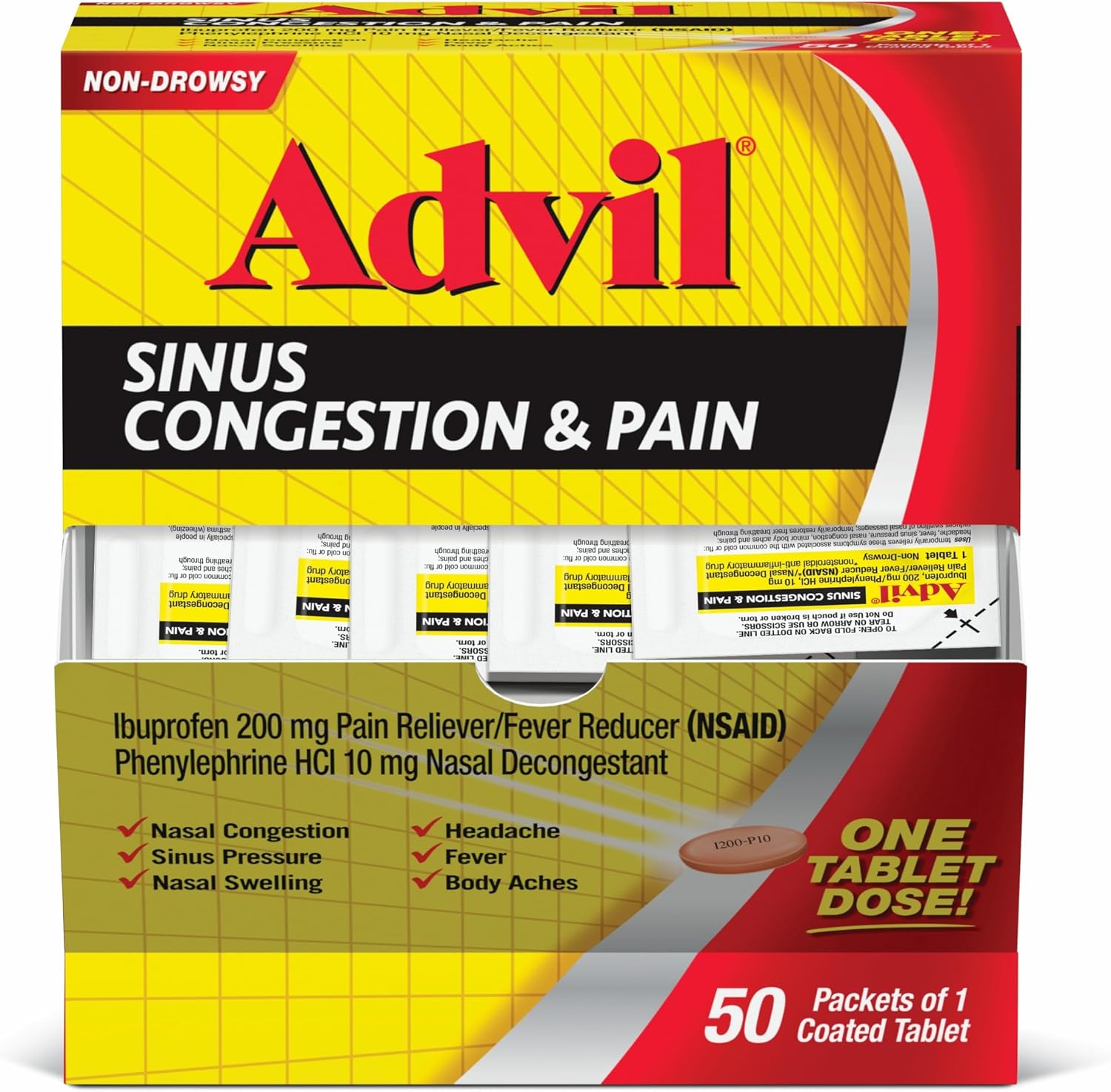 Advil Sinus Congestion and Pain - 50 Coated Tablets