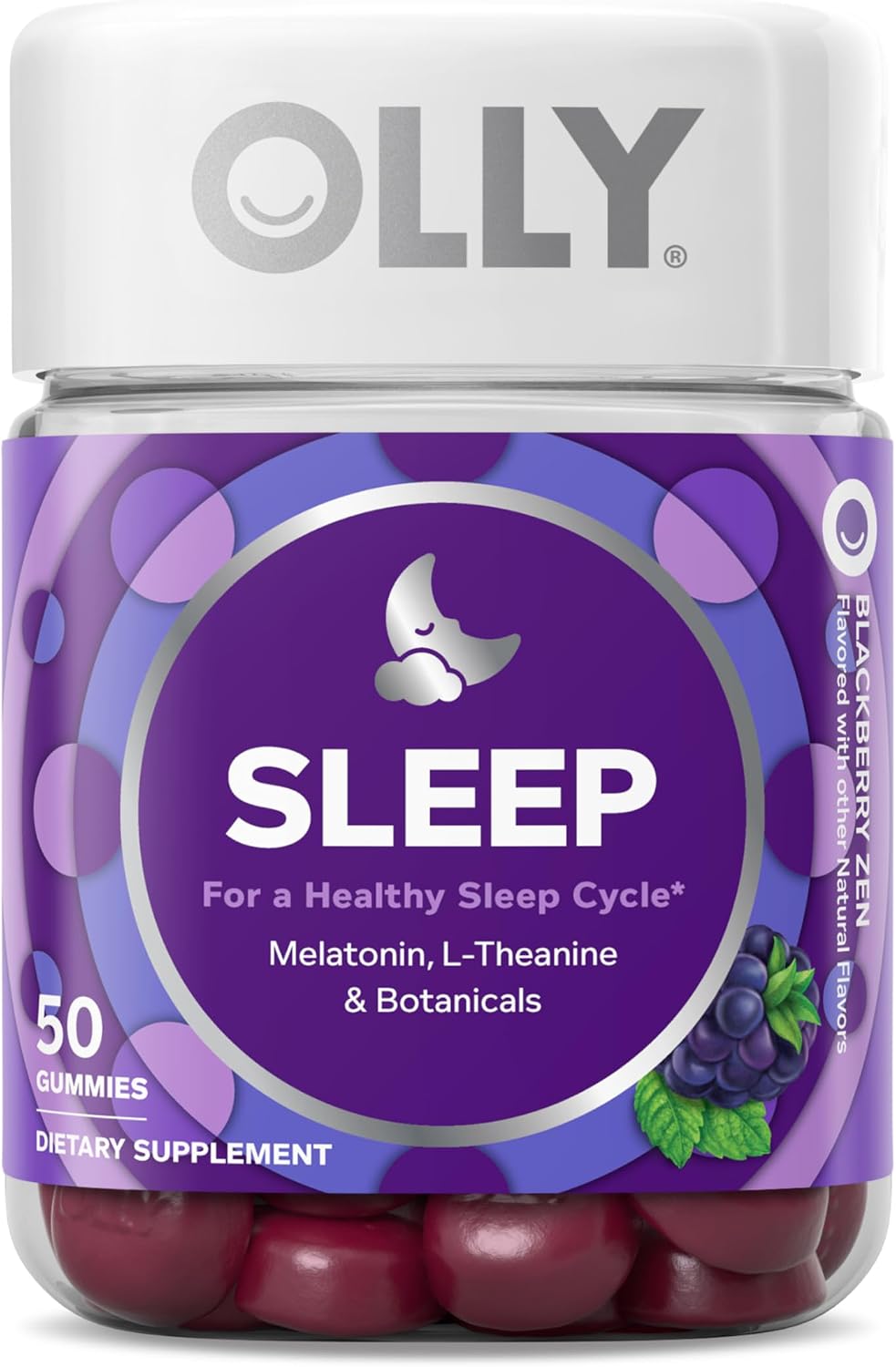 OLLY Restful Sleep Gummy (Melatonin & L-Theanine & more), 50 Gummies