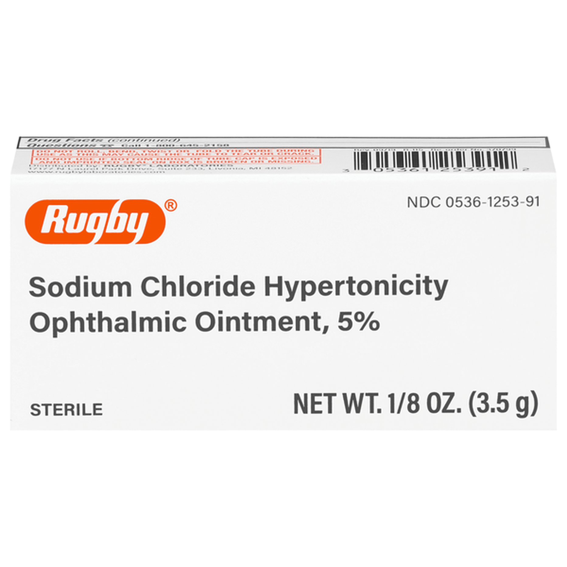 Rugby Sodium Chloride Hypertonicity Ophthalmic Ointment 5% - 50 mg - 0.125 Oz