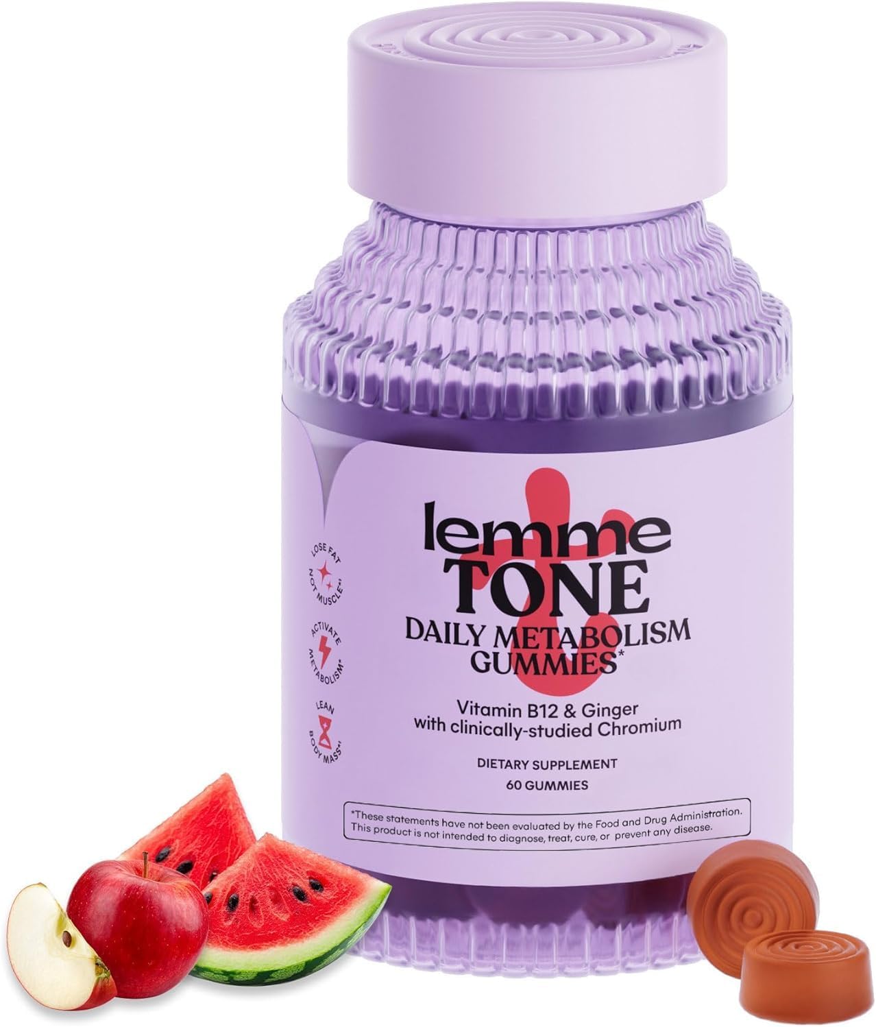 Lemme Tone Daily Metabolism Gummies, Watermelon Apple Flavor, 60 Count