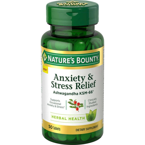 Nature’s Bounty Anxiety & Stress Relief Ashwagandha KSM 66, L-Theanine, 50 count