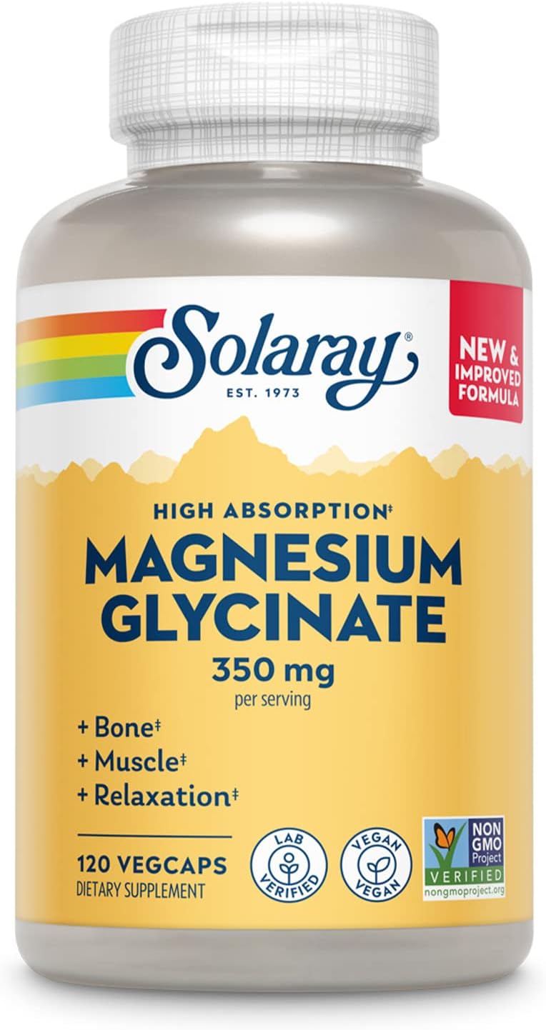 Solaray Magnesium Glycinate Capsules with Bioperine, 120 Capsules