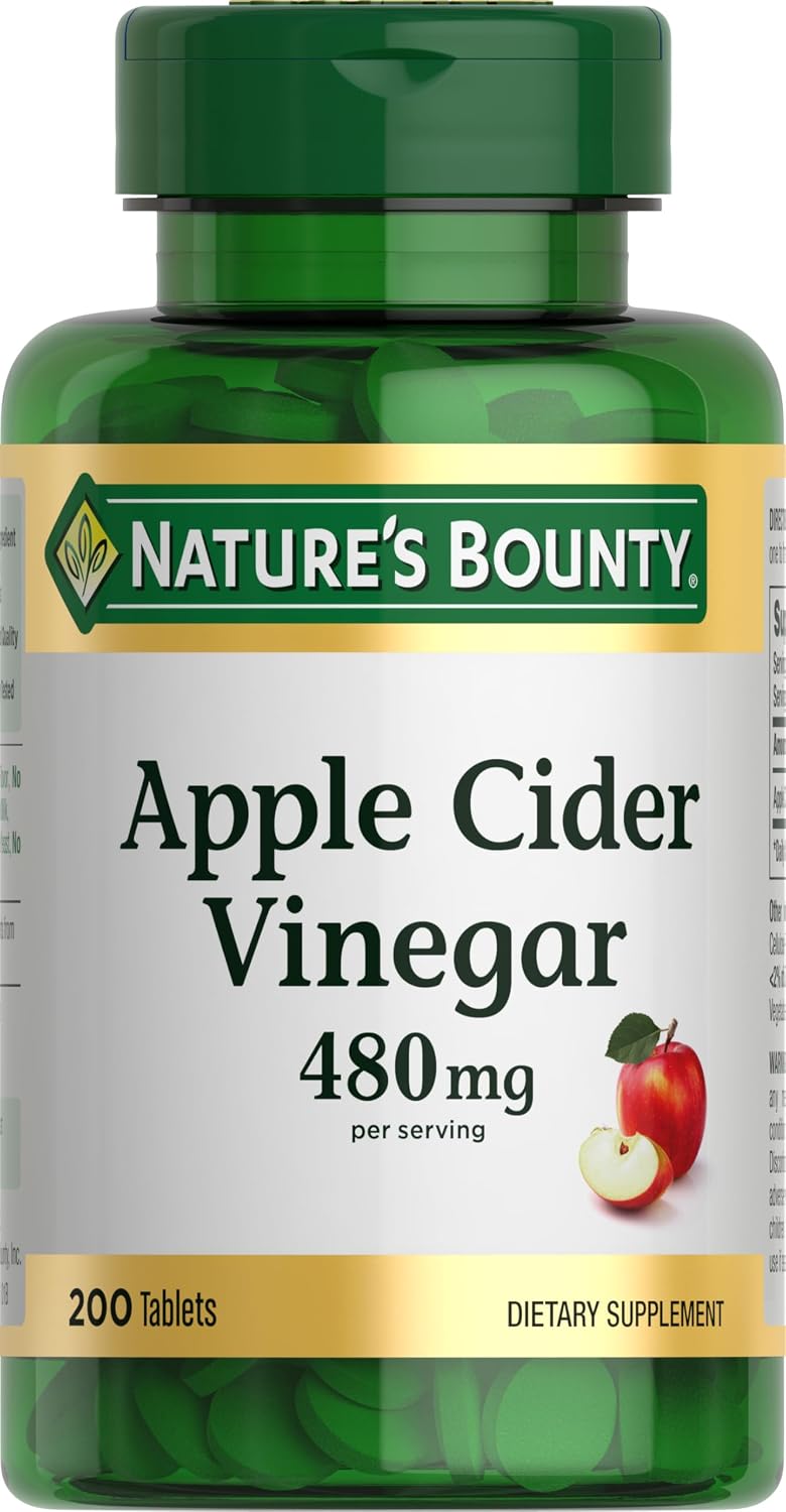 Nature’s Bounty Apple Cider Vinegar Supplement, 480 mg, 200 Tablets