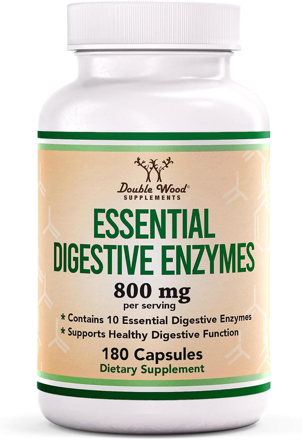 Double Wood Digestive Enzymes 800 mg, 180 Capsules