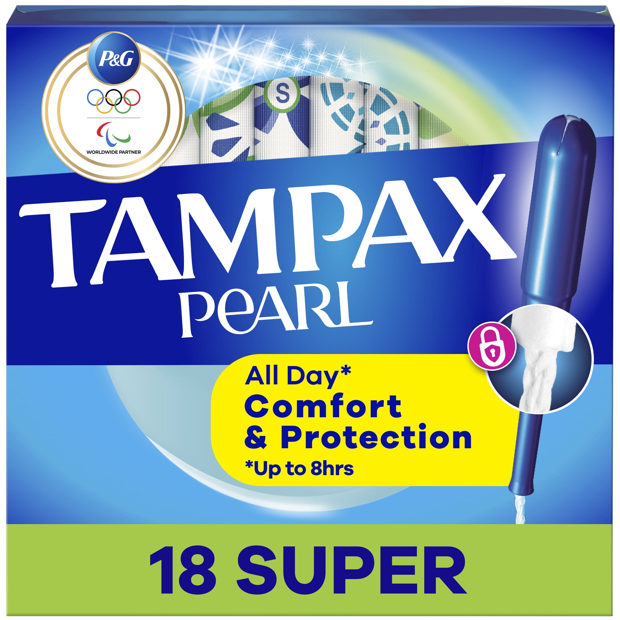 Tampax Pearl Tampons with LeakGuard Braid, Super Absorbency, 18 Count