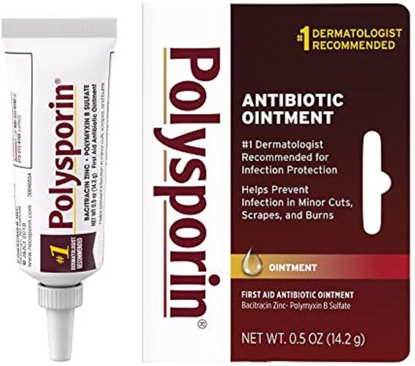 Polysporin First Aid Topical Antibiotic Skin Ointment with Bacitracin Zinc 0.5 oz