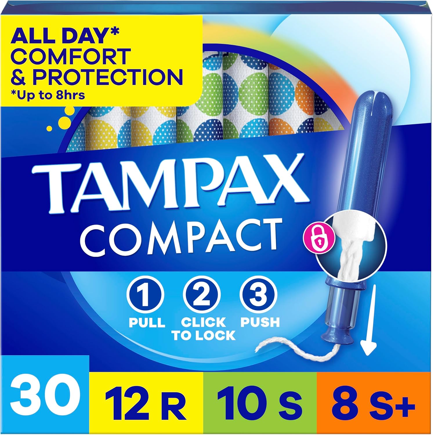 Tampax Compact Pearl Tampons for Women Multipack, Unscented, 30 Count