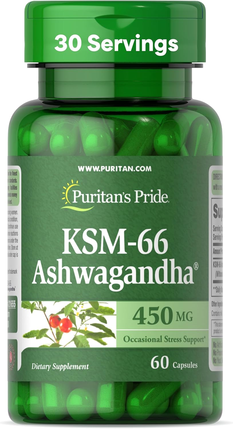 Puritan's Pride KSM-66 Ashwagandha® 450mg, 60 Capsules