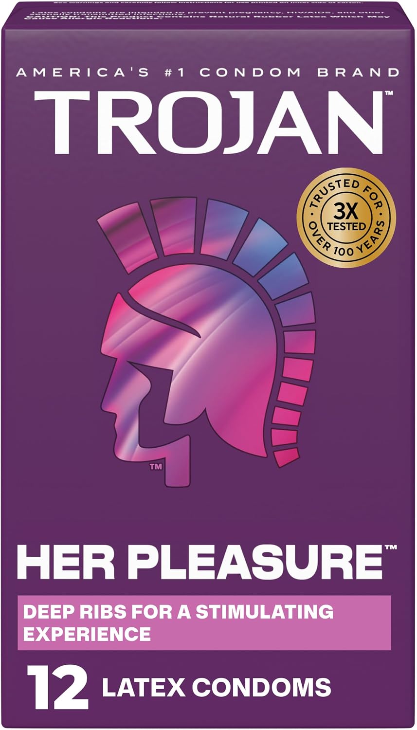 Trojan Her Pleasure Latex Lubricated Condoms, 12 count