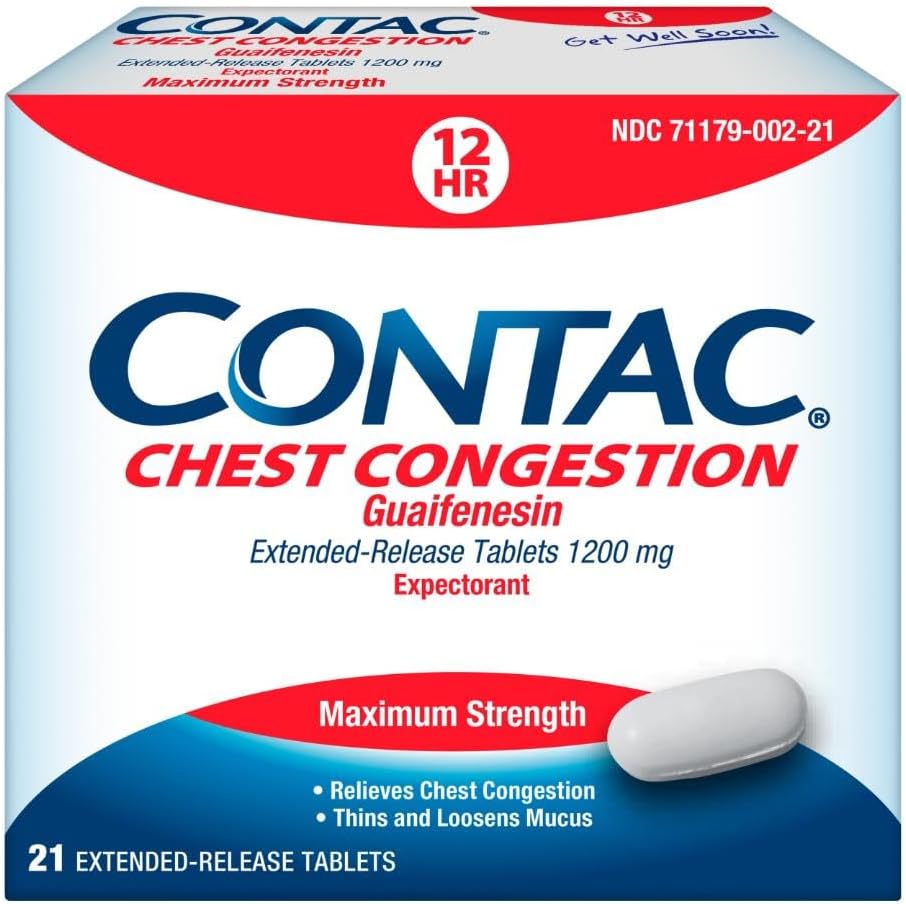 Contac Chest Congestion Guaifenesin 1200 mg, 21 Extended Release Tablets