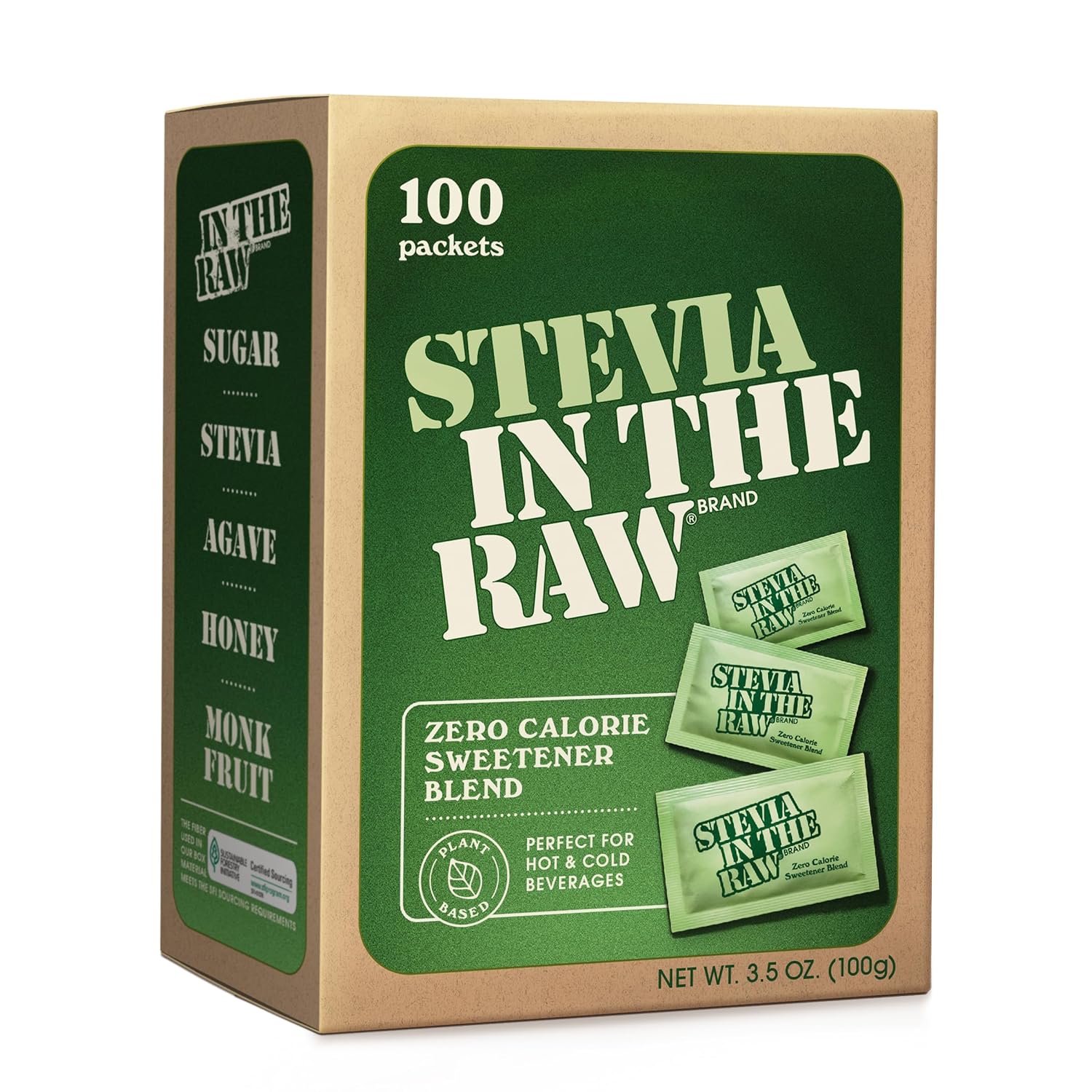 Stevia In The Raw, Plant Based Zero Calorie Sweetener, 100 Count Packets