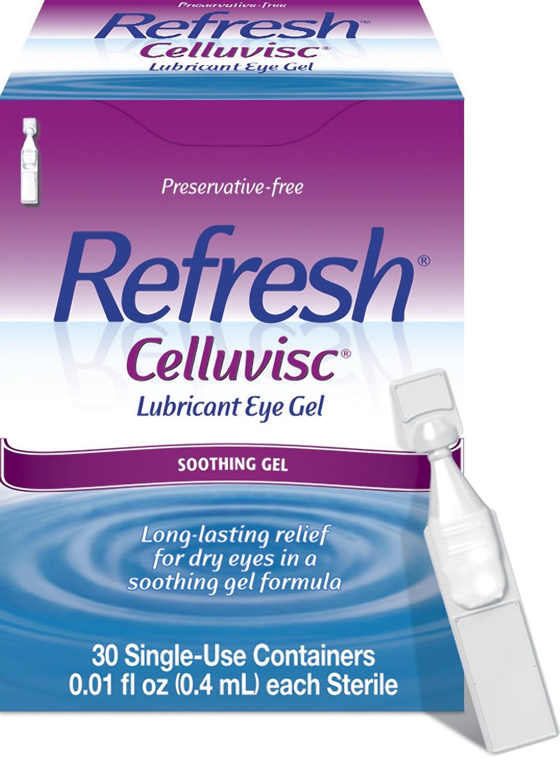 Refresh Celluvisc Lubricant Eye Gel For Dry Eyes, 0.01 Fl Oz Single-Use Containers, 30 Count
