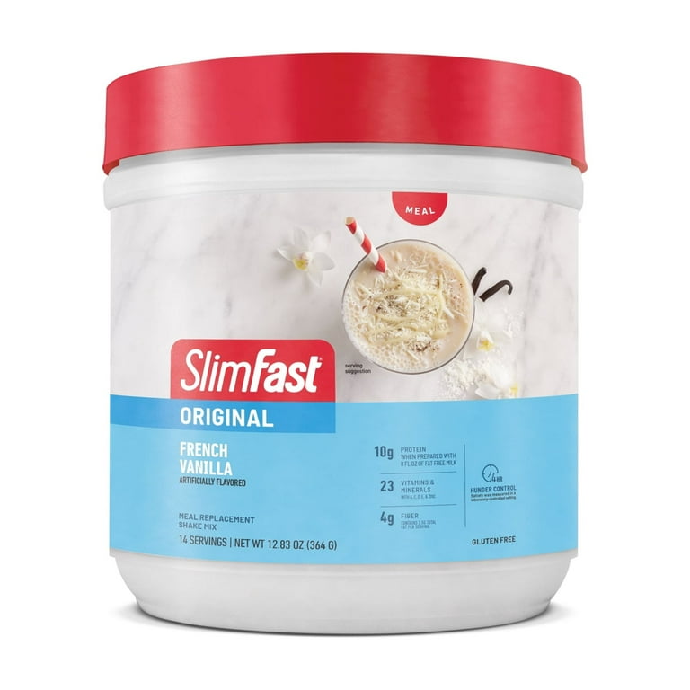 SlimFast Meal Replacement Powder, Original Rich French Vanilla, Weight Loss Shake Mix, 14 Servings 12.83 oz (384g)