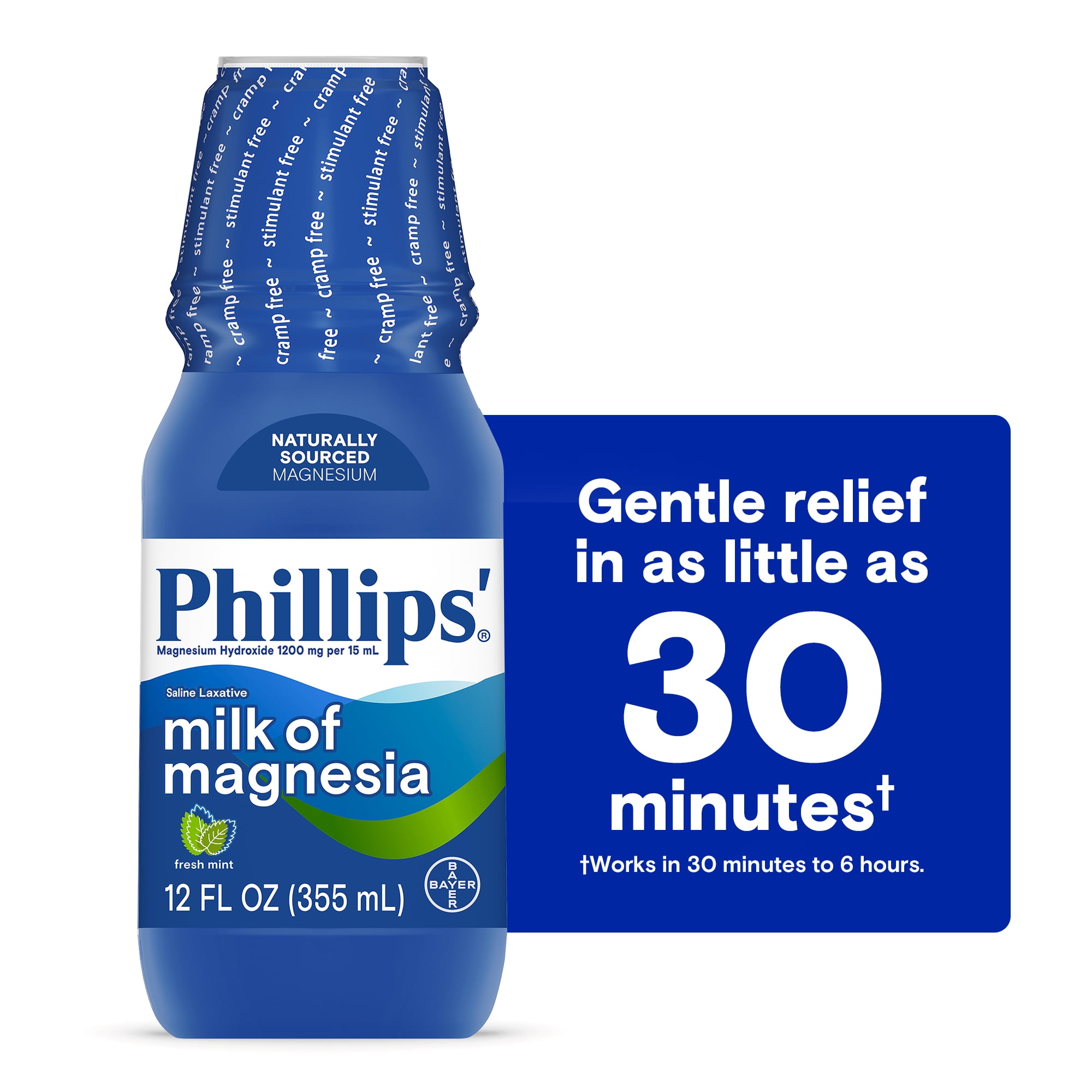 Phillips' Milk of Magnesia Laxative Antacid, Mint, 12 Ounces