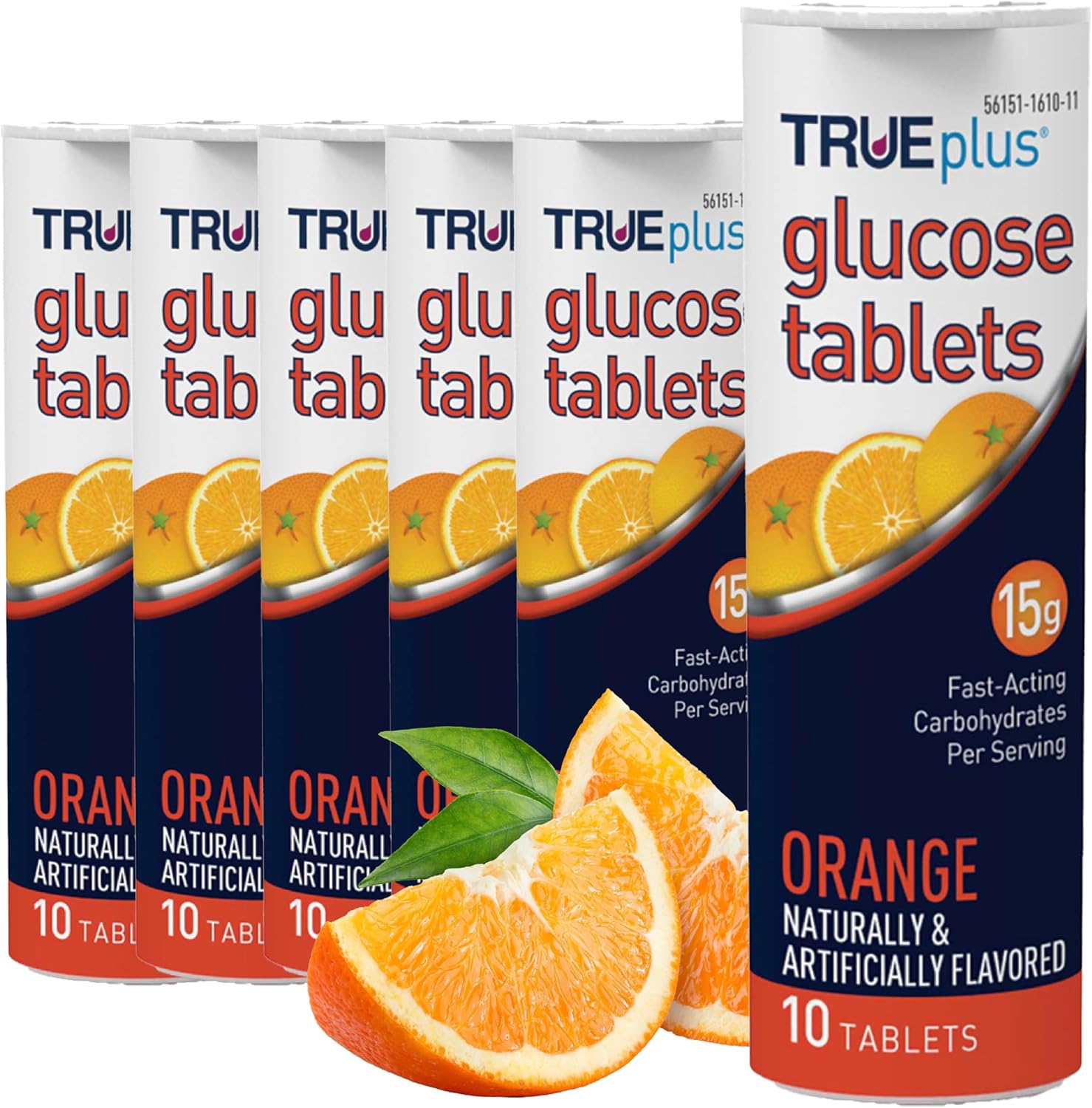 TRUEplus Glucose Tablets, Chewable, Orange Flavor, 15g 10 Count