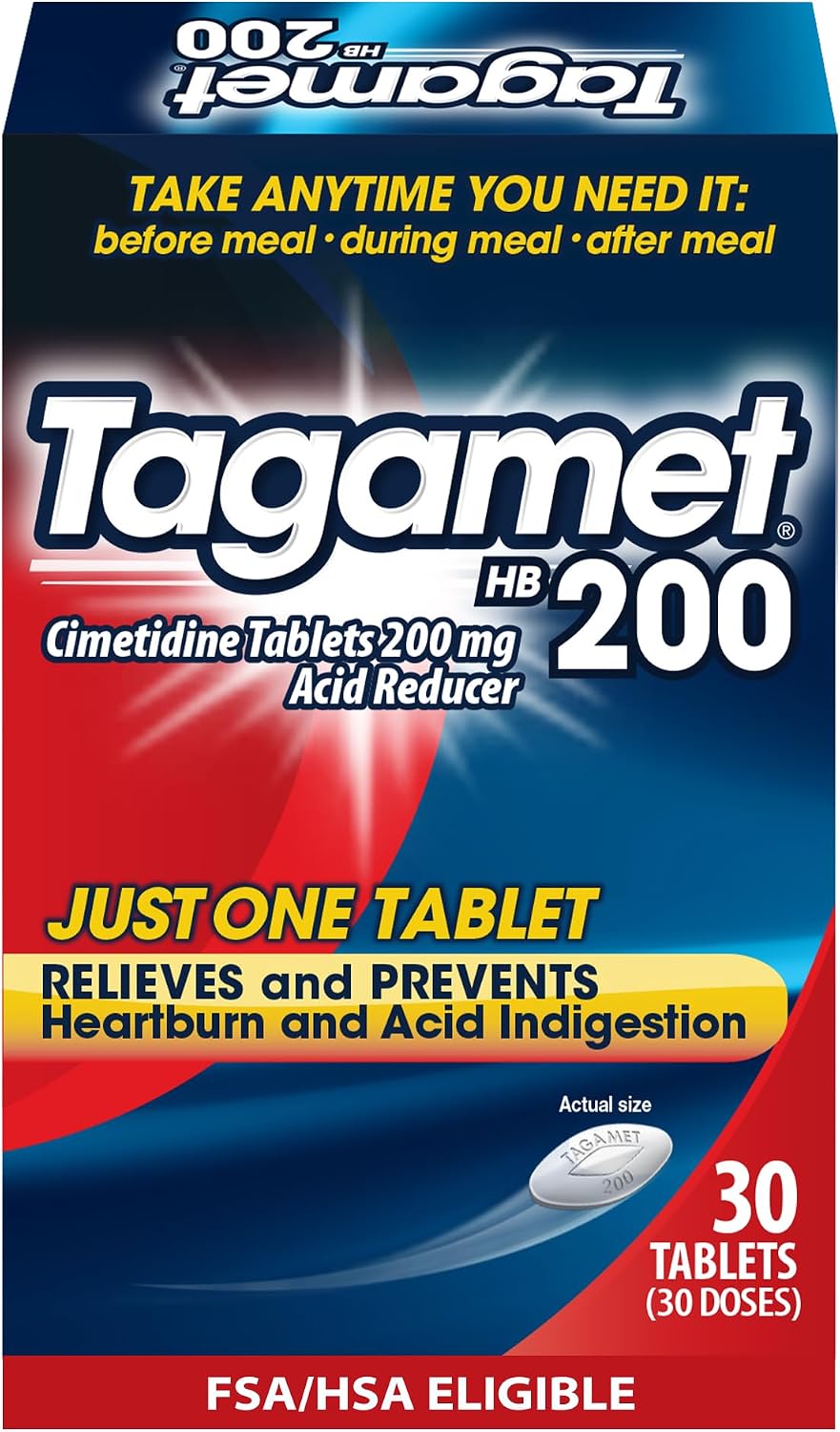 Tagamet HB 200 mg Cimetidine Acid Reducer and Heartburn Relief, 30 Count