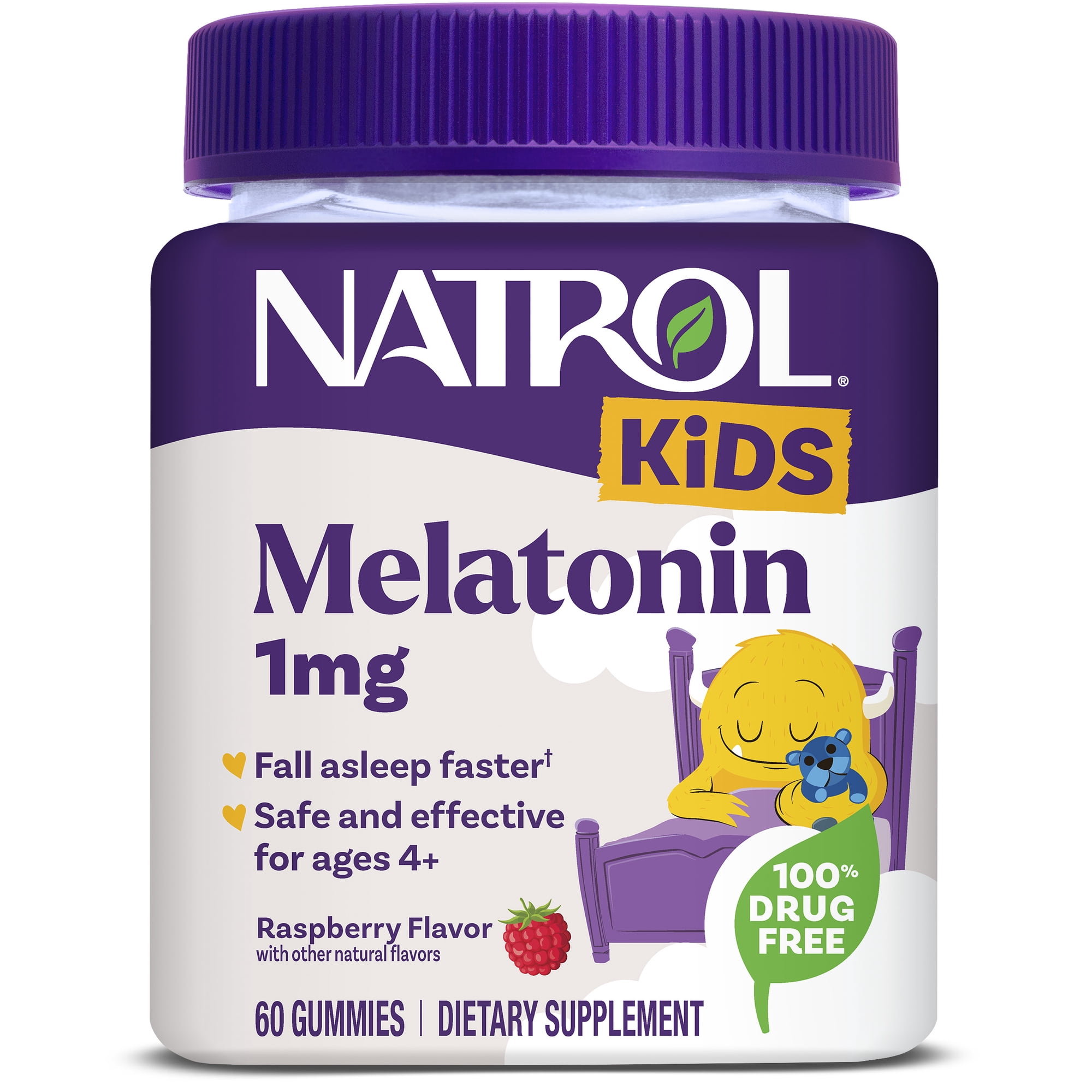 Natrol Kids Melatonin, 1mg, Raspberry Flavor, 60 Gummies