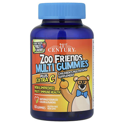 21st Century Zoo Friends Multi Gummies, Plus Extra C, 60 Gummies