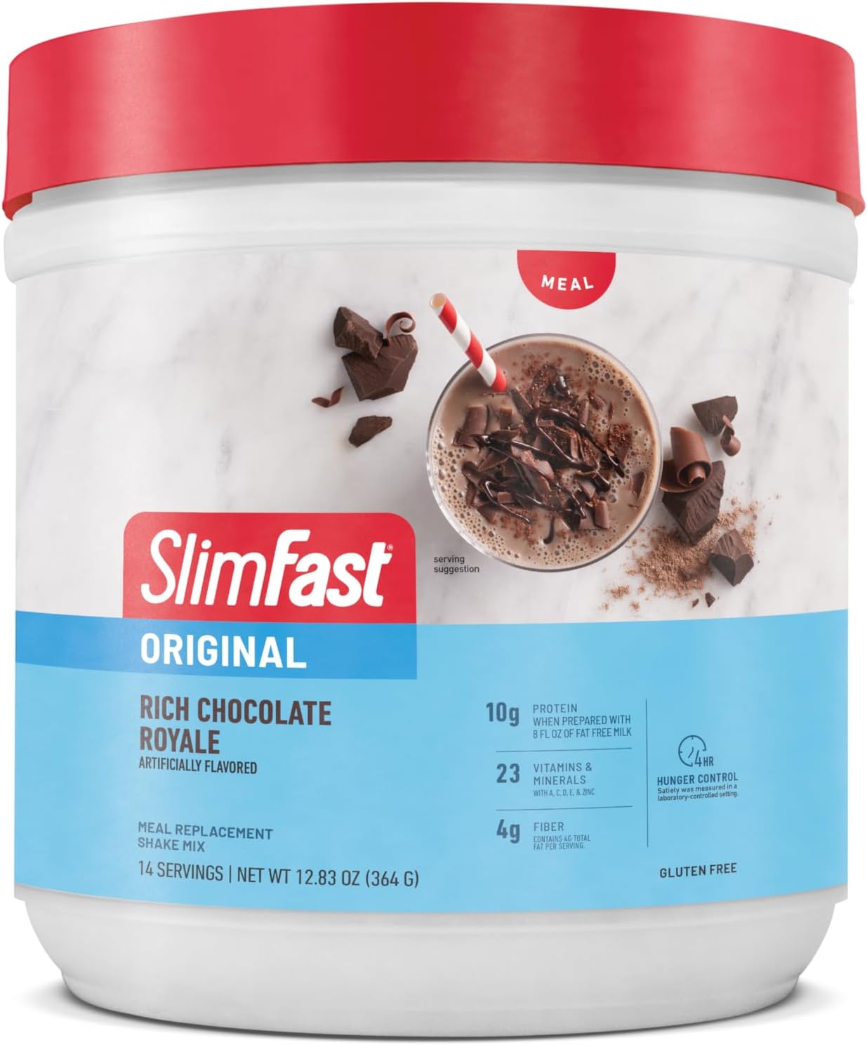 SlimFast Meal Replacement Powder, Original Rich Chocolate Royale, Weight Loss Shake Mix, 10g of Protein, 14 Servings