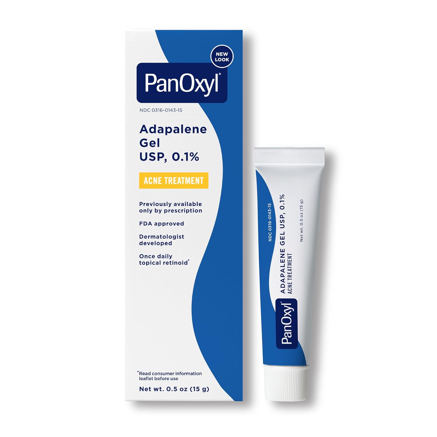 PanOxyl Acne Skincare Adapalene 0.1% Leave-On Gel, 30 Day Supply, 0.5 oz
