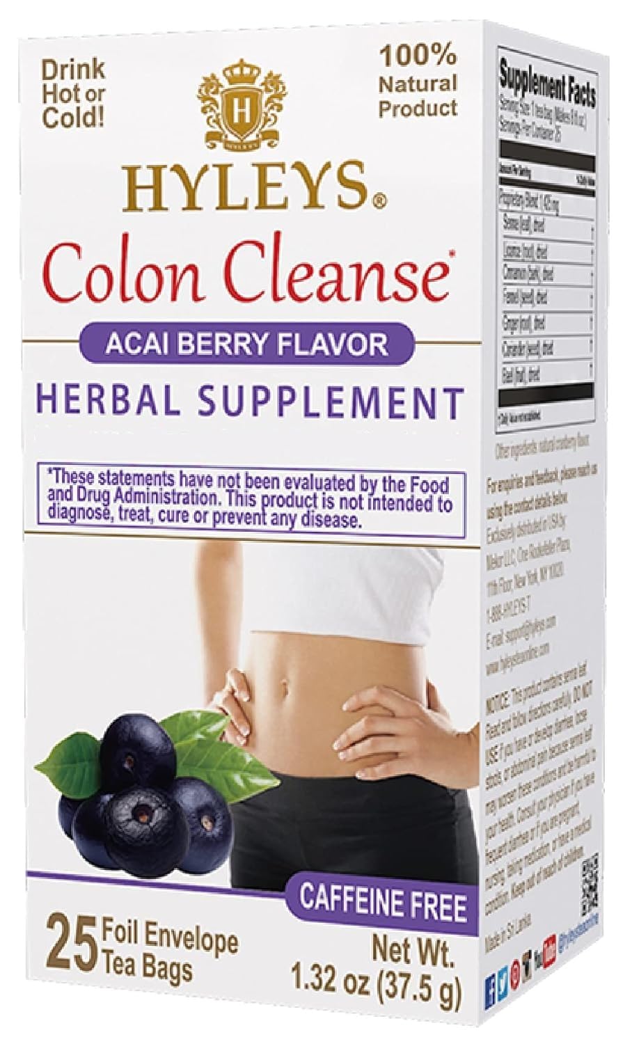 Hyleys Colon Cleanse Tea Acai Berry Flavor - 25 Tea Bags
