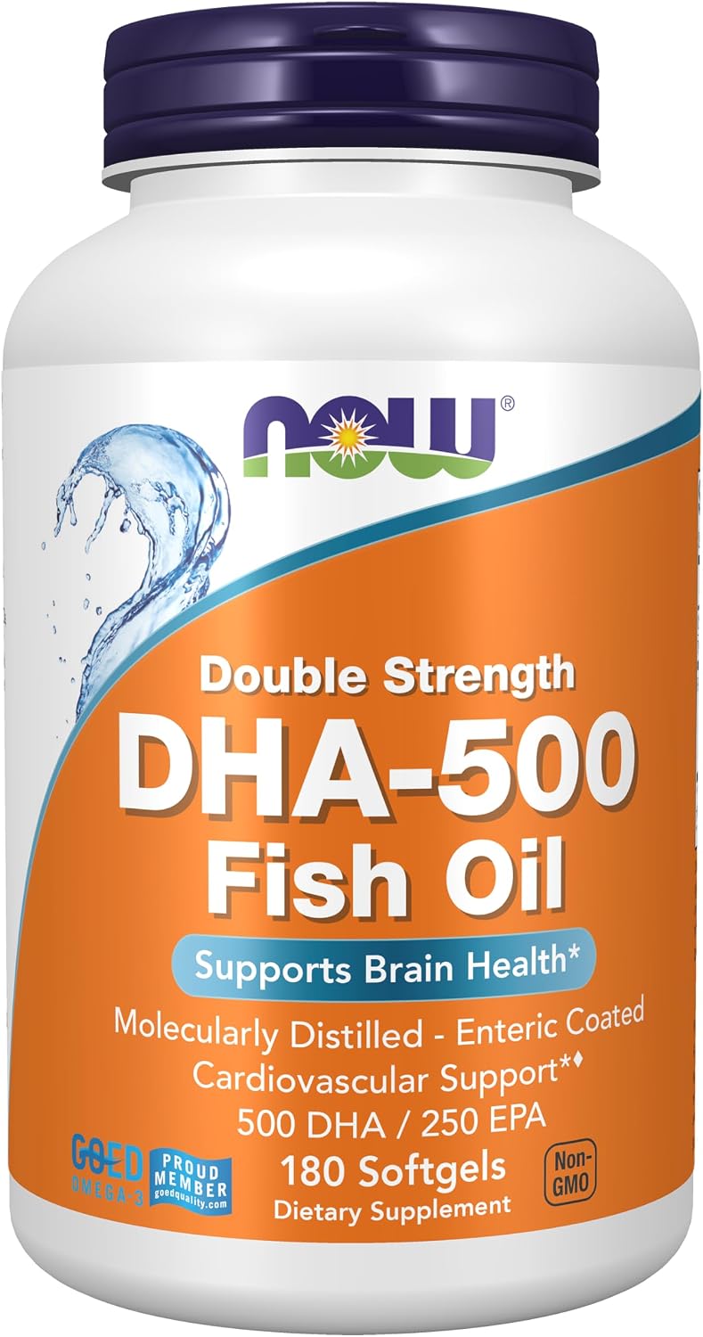 NOW Foods DHA-500 with 250 EPA, Double Strength 180 Softgels