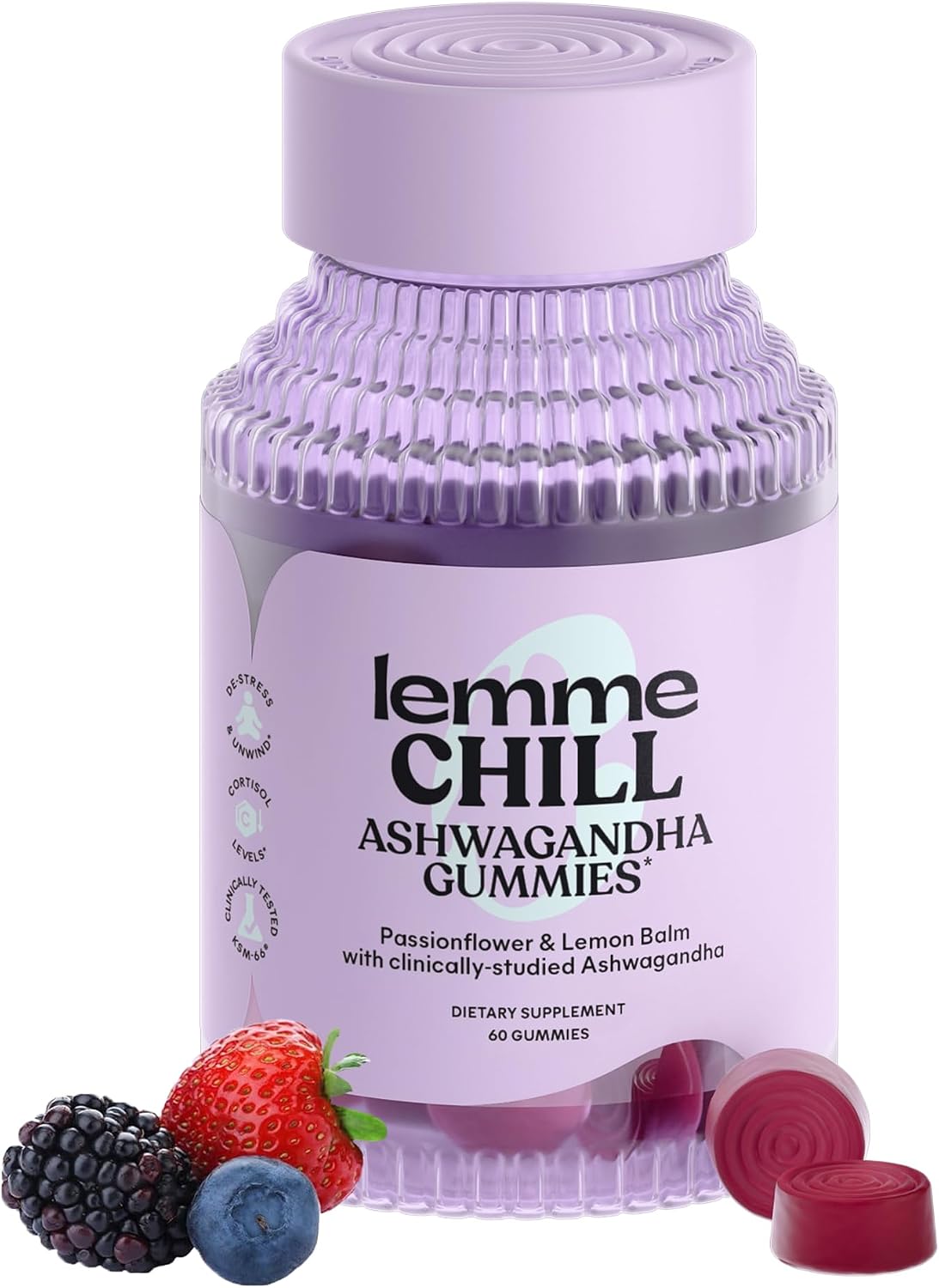 Lemme Chill Stress Relief Gummies with 300mg KSM-66 Ashwagandha 60 Count