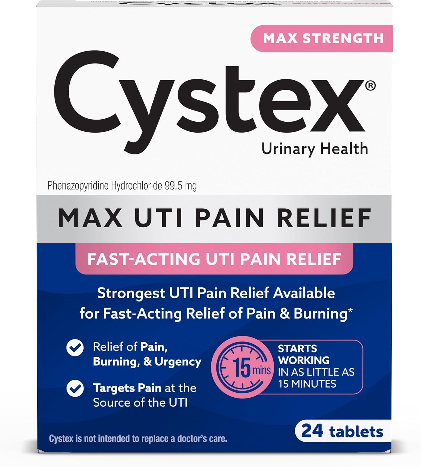 Cystex Maximum-Strength UTI Pain Relief Tablets - 24 Tablets