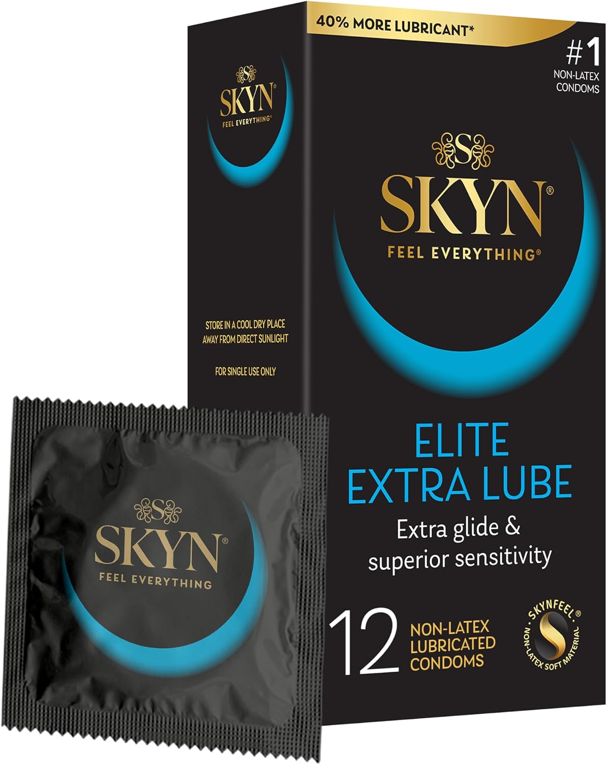 SKYN Elite Extra Lube – Ultra-Thin, Lubricated Latex-Free Condoms, 12 Count