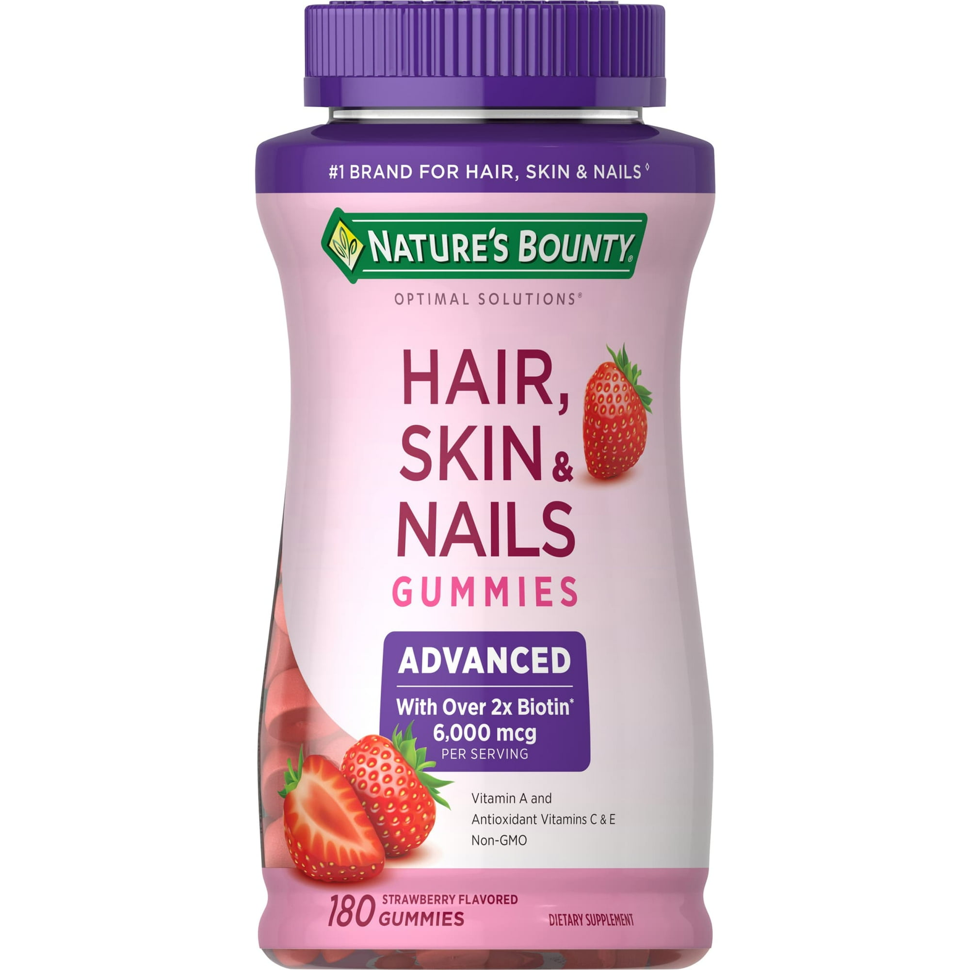 Nature's Bounty Advanced Hair, Skin and Nails Strawberry Gummies, 6000mcg Biotin, 180 ct.