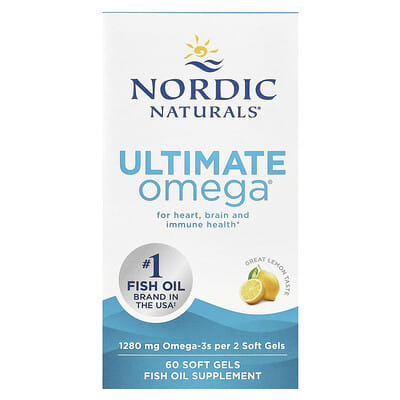 Nordic Naturals Ultimate Omega, Lemon 640 mg 60 Soft Gels