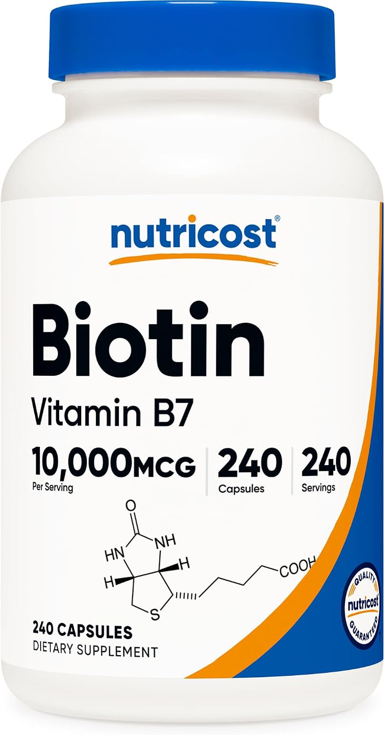 Nutricost Biotin (Vitamin B7) 10,000mcg (10mg) Vitamin Supplement, 240 Capsules