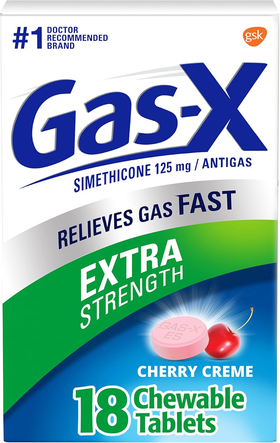 Gas-X Extra Strength Chewable Gas Relief Tablets with Simethicone 125 mg, Cherry - 18 Count