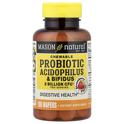 Mason Natural Chewable Probiotic Acidophilus & Bifidus Strawberry 100 Wafers