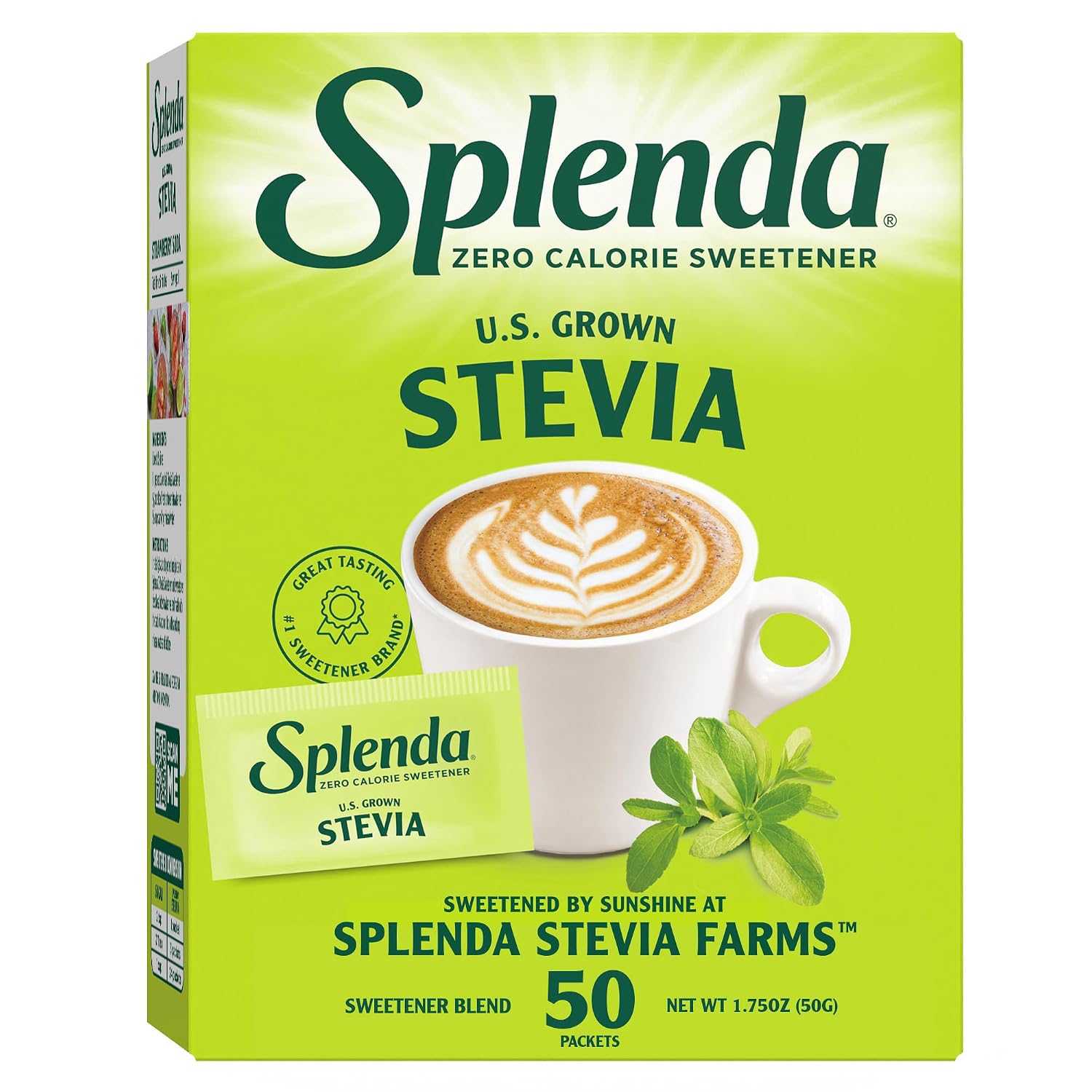 SPLENDA Stevia Zero Calorie Sweetener, Sugar Substitute Packets, 50 Count